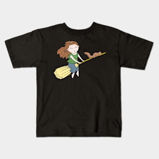 Broom Witch - by Jenn Atkins Kids T-Shirt